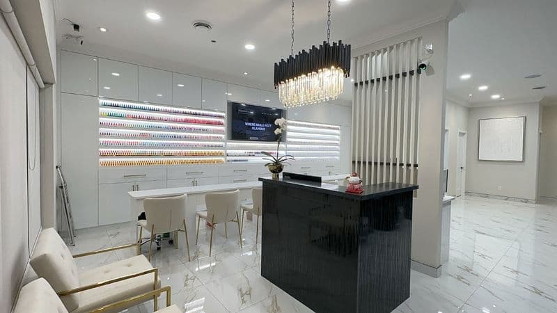 Glamour Nail Lounge Aurora luxury nail salon interior